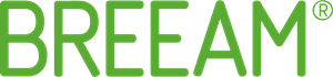 BREEAM in green upper case letters with the registered trademark logo in superscript