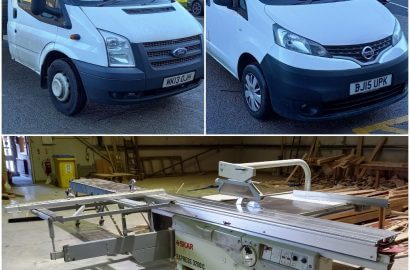 Woodworking Machinery, Ford Transit T350 Dropside (2013) & a Nissan NV200 Van (2015)